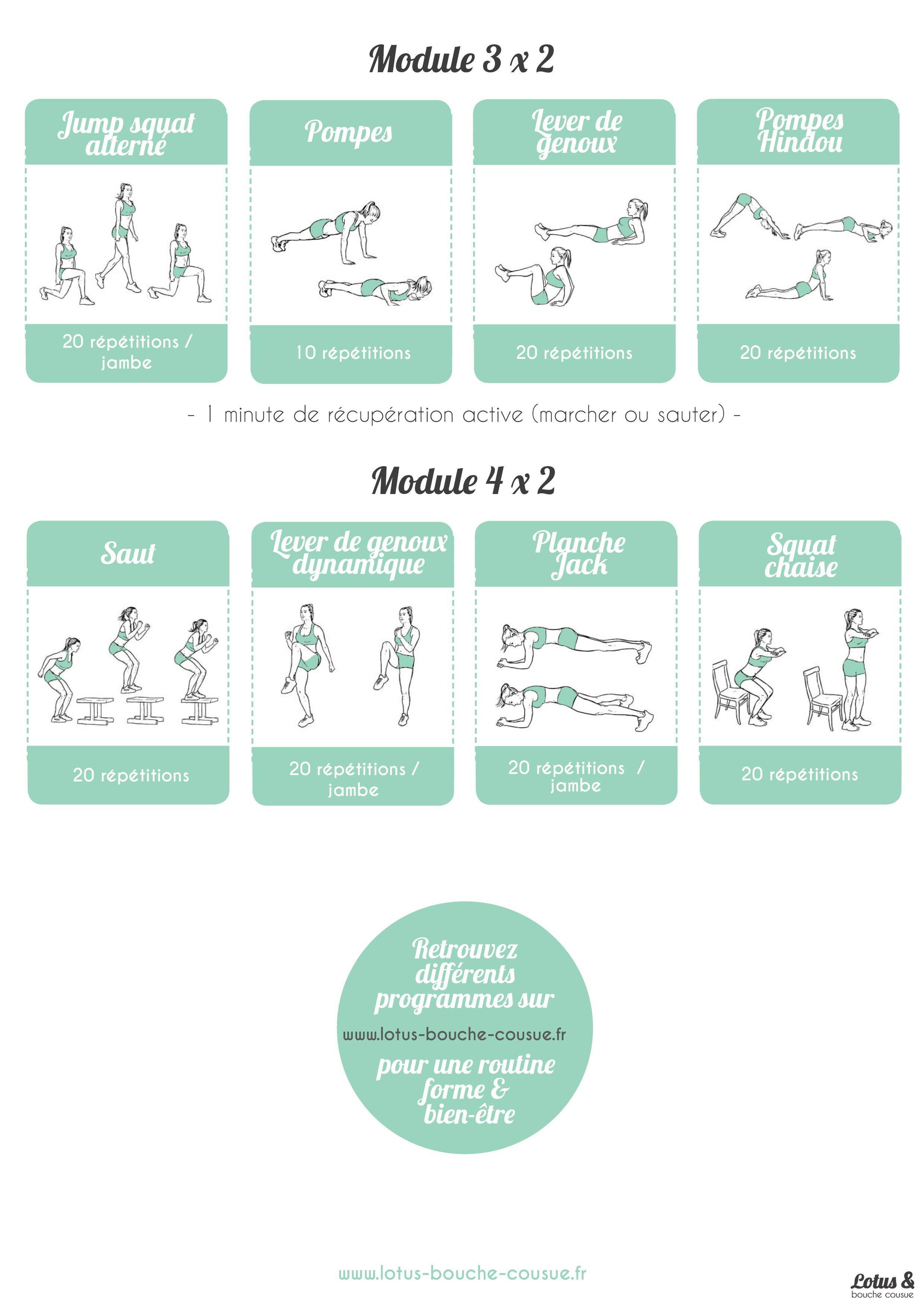 Fiche circuit cardio à télécharger Lotus Bouche Cousue